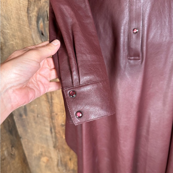 BCBG MaxAzria Brown Faux Leather Dress - Size XX-Small - Picture 5 of 13